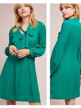 Anthropologie Moulinette Soeurs green long sleeve dress